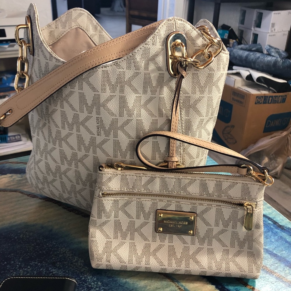 Tan and gold MK purse and wrist wallet final price